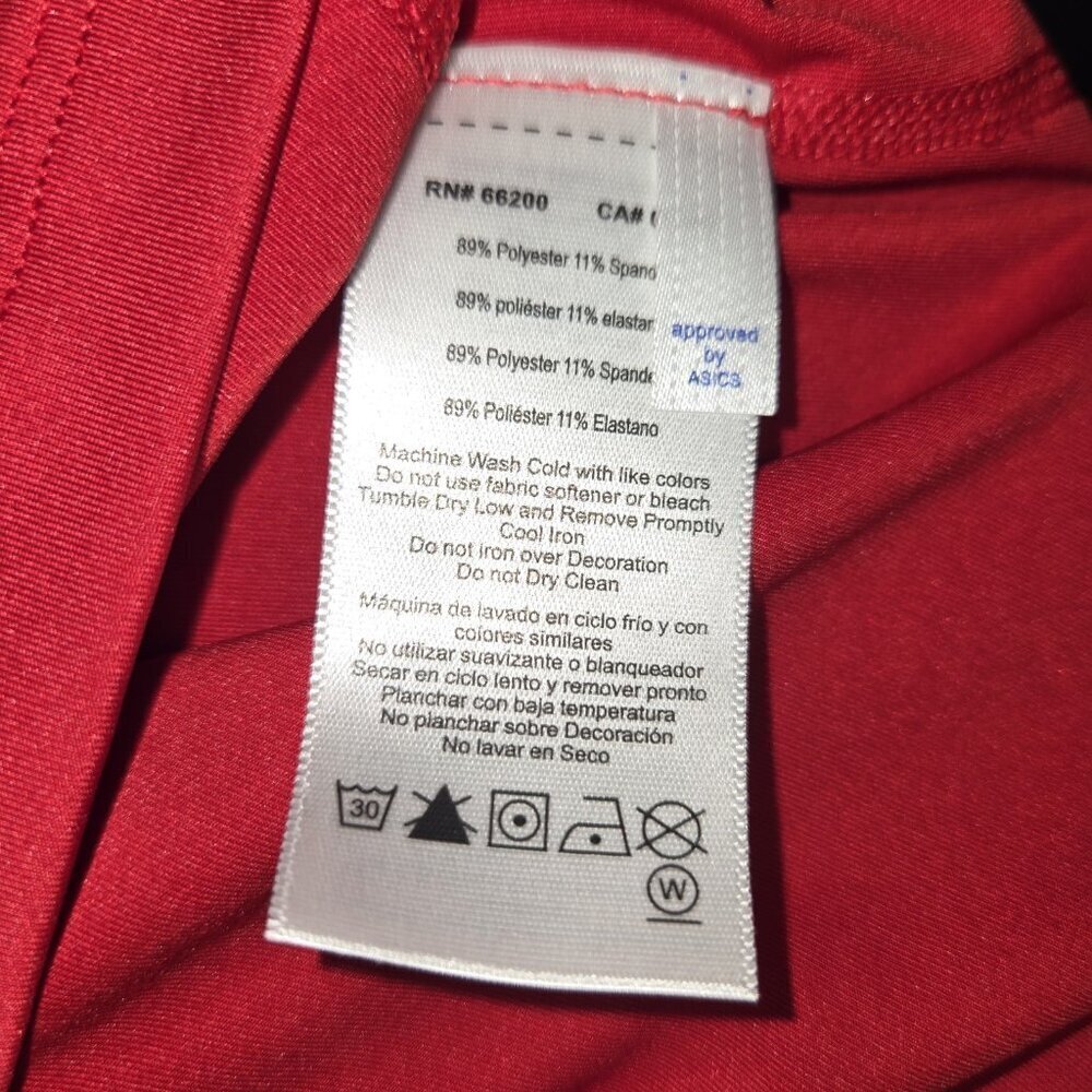 ASICS Red Long Sleeve Athletic Performance Top V-Neck Activewear Womens S - Picture 3 of 7